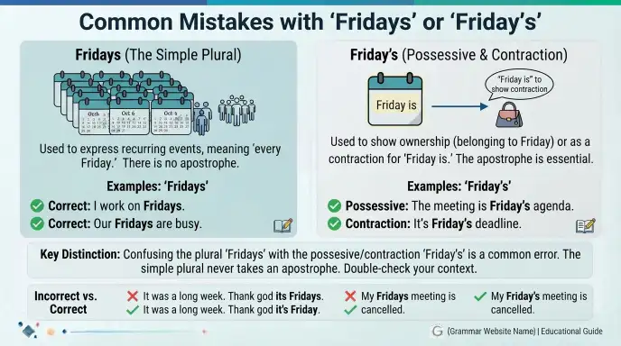 Common Mistakes with Fridays or Friday’s