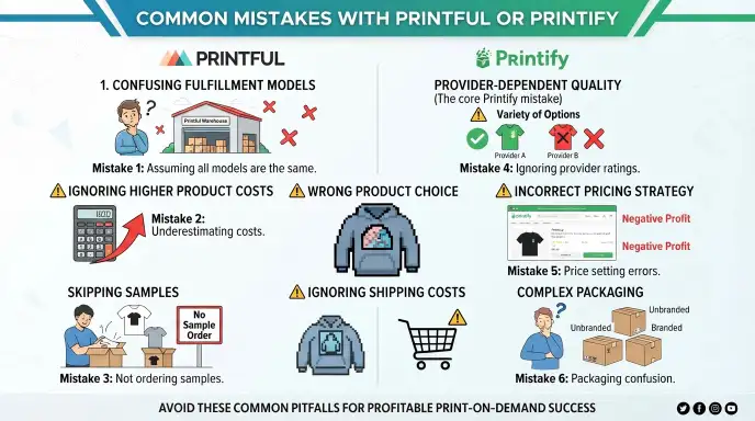 Common Mistakes with Printful or Printify