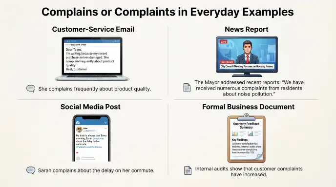 Complains or Complaints in Everyday Examples