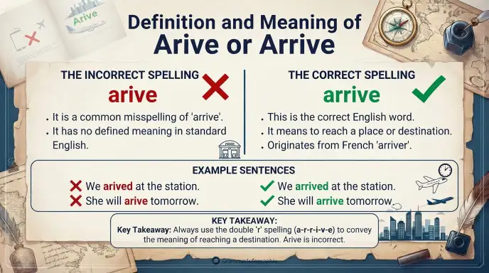 Definition and Meaning of Arive or Arrive
