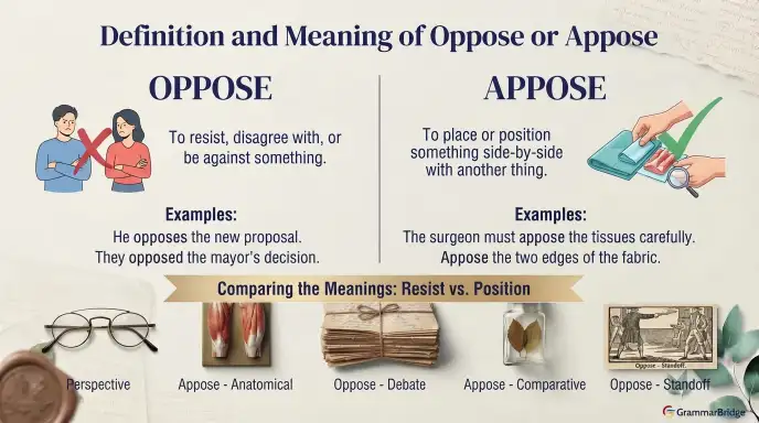 Definition and Meaning of Oppose or Appose