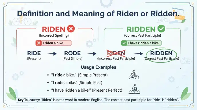 Definition and Meaning of Riden or Ridden
