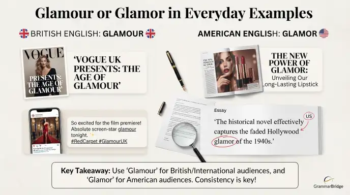 Glamour or Glamor in Everyday Examples