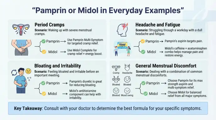 Pamprin or Midol in Everyday Examples