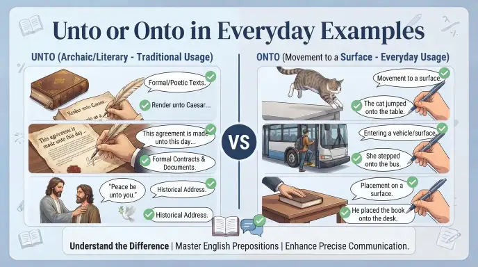 Unto or Onto in Everyday Examples