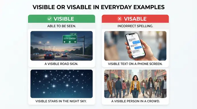 Visable or Visible in Everyday Examples