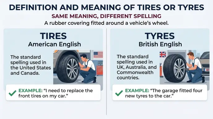 Definition and Meaning of Tires or Tyres