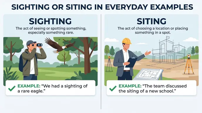 Sighting or Siting in Everyday Examples prompt do